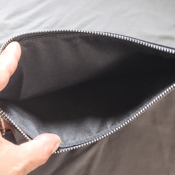 🩶 Coach Sleek Black Leather Skinny Wristlet Wallet Clutch Pouch Bag - Picture 10 of 11